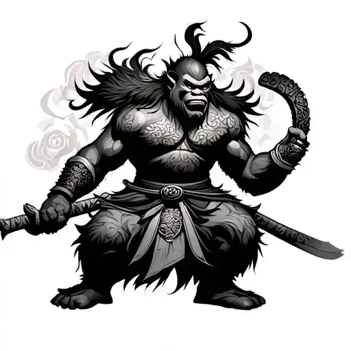 wu kong chinese warrior tattoo design idea