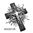 isaiah 6:8 illustration inside cross intertwined tattoo design idea