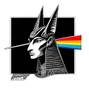 Anubis egypcian god in armour in the background pink floyd the wall inspiration  tattoo design idea