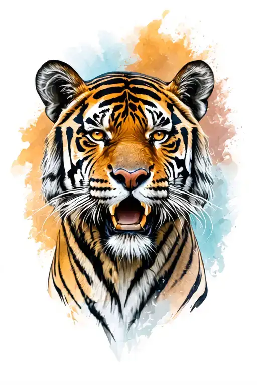tiger head and tigers tattoo design idea