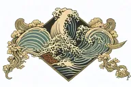 Wind bars and waves tattoo design idea