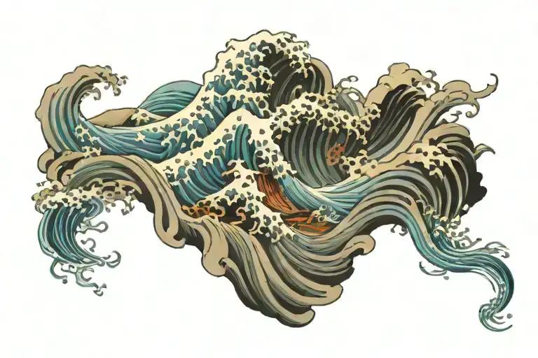 Wind bars and waves tattoo design idea