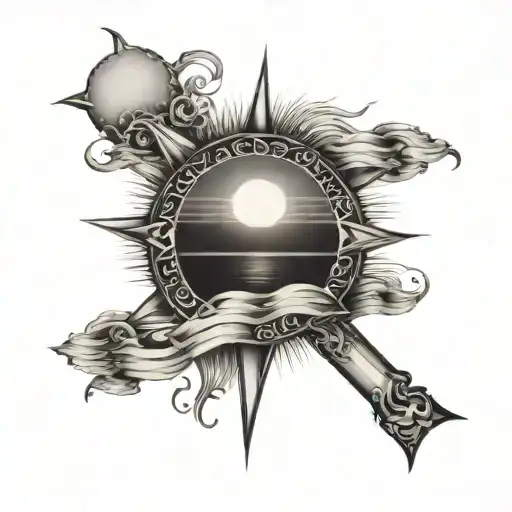ocean cross sunset be still and know tattoo design idea