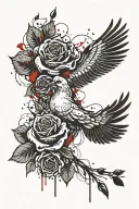 roses with a dove clouds and cross tattoo tattoo design idea
