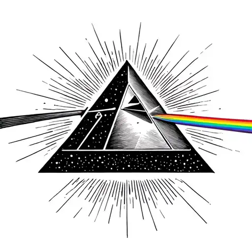 Pink floyd prism with ray going from top to bottom tattoo design idea