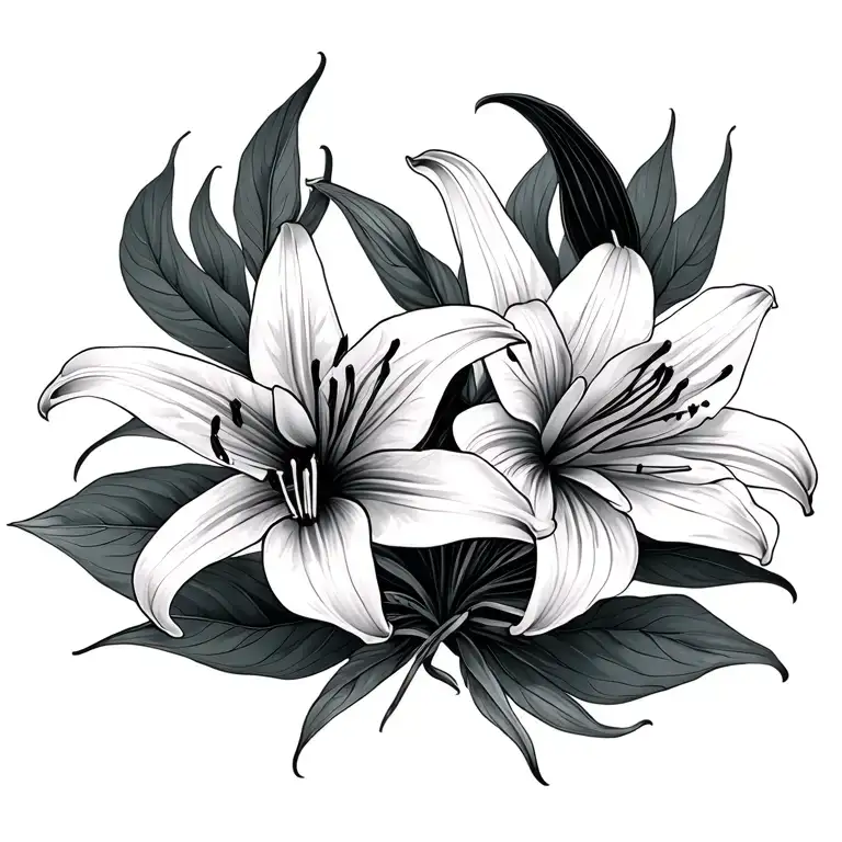 spider lilies intertwined tattoo design idea