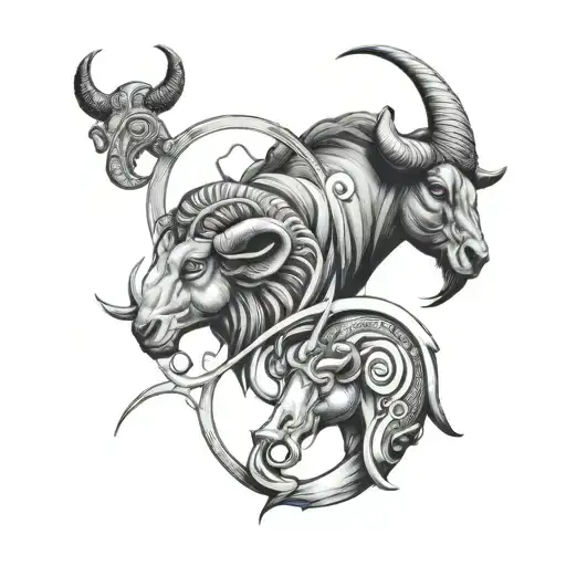 Pisces Aries and taurus zodiac sign tattoo design idea