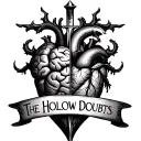 half brain half heart with a dagger piercing them the words "The Hollow Doubts" bannered below it tattoo design idea