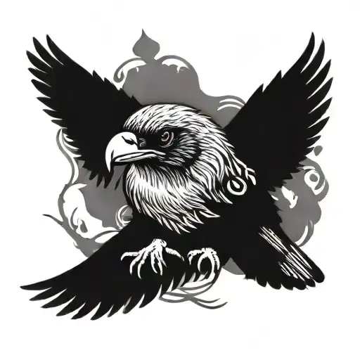 A symbolic tattoo of a crow and an otter standing side by side, representing the unity and strength of your relationship with your wife tattoo design idea