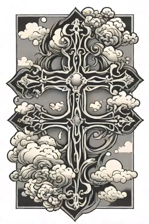 3 anhk cross surrounded by clouds  tattoo design idea
