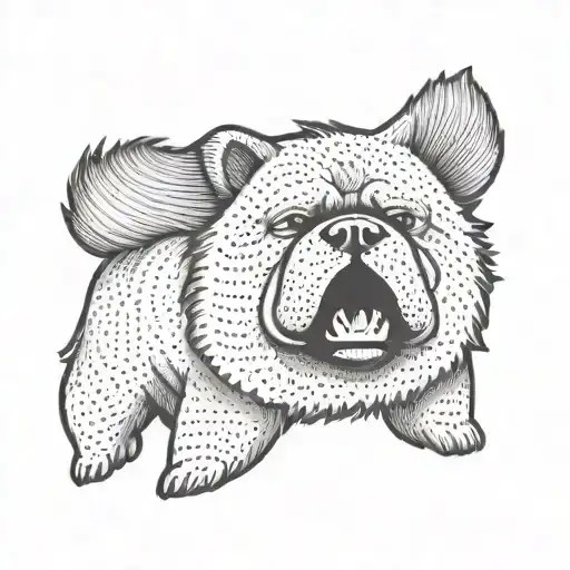 smooth coat chow chow silhouette front view tattoo design idea