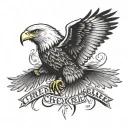 realistic Eagle With Open Wings and the Lettering Cherokee tattoo design idea