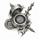 a compass surrounded by jet engine tattoo design idea