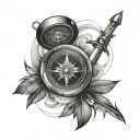 a compass surrounded by jet engine tattoo design idea