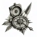 a compass surrounded by jet engine tattoo design idea