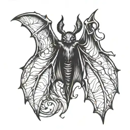 Cross between bat wings tattoo design idea