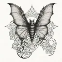 Cross between bat wings tattoo design idea