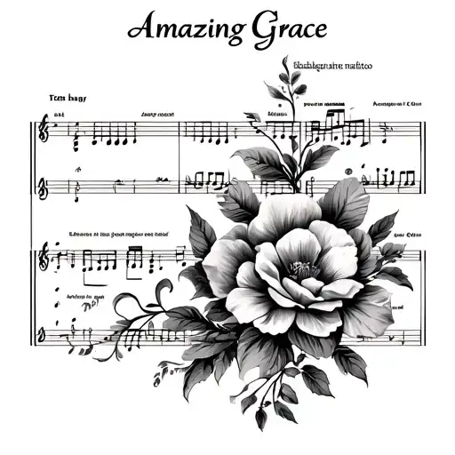 amazing grace sheet music notes tattoo design idea