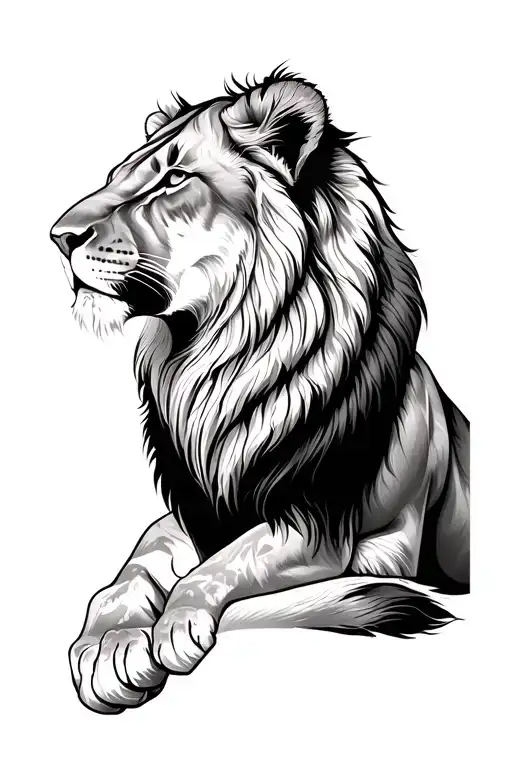 Generate tattoo designs for forearm of a lioness who us fierce yet soft. Also with a tag line lion's queen tattoo design idea