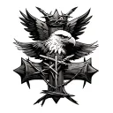 3 nails forming Christian  cross with crown of thorns and eagle tattoo design idea