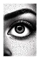 Black eyes in the strength of pre -fit with the addition of black lines without eyebrows and eyelashes without minimalistic lines tattoo design idea