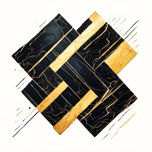 Kintsugi-like black marble repairs in stripes tattoo design idea