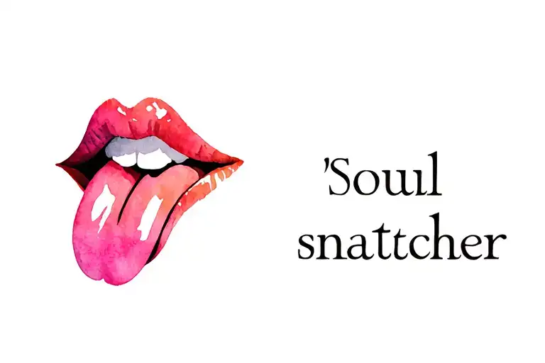 "Soul snatcher" seduceful lips with tongue out tattoo design idea