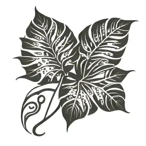 tribal monstera leaf tattoo design idea