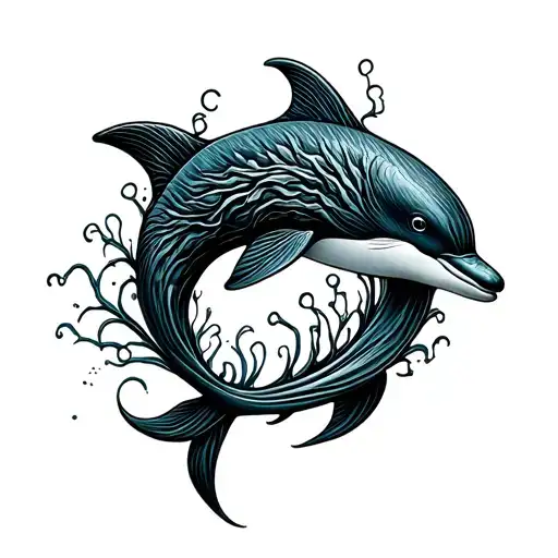 Kelp shaped like a dolphin tattoo design idea