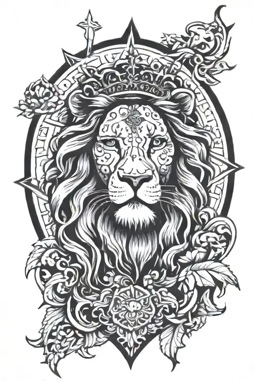 croos jesus lion wearing tattoo design idea