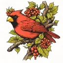 Cardinal on a branch tattoo design idea