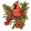 Cardinal on a branch tattoo design idea