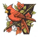 Cardinal on a branch tattoo design idea