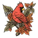 Cardinal on a branch tattoo design idea
