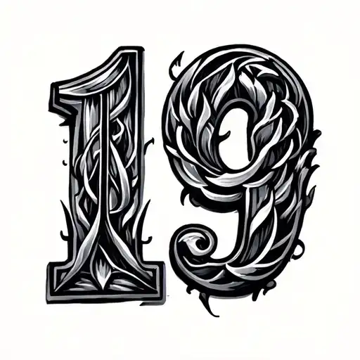 Number 19 tattoo design idea