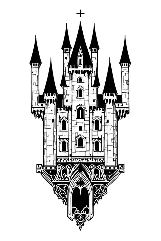 gothic style castle  tattoo design idea