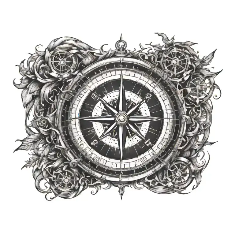 compass design combining elements tattoo design idea