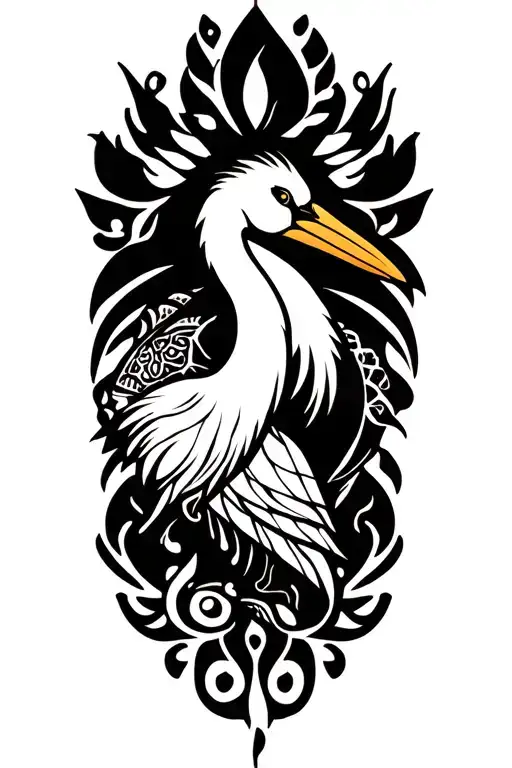crane and tortoise  tattoo design idea