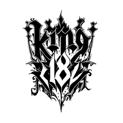 "king - 18 rcbian" text tattoo design idea
