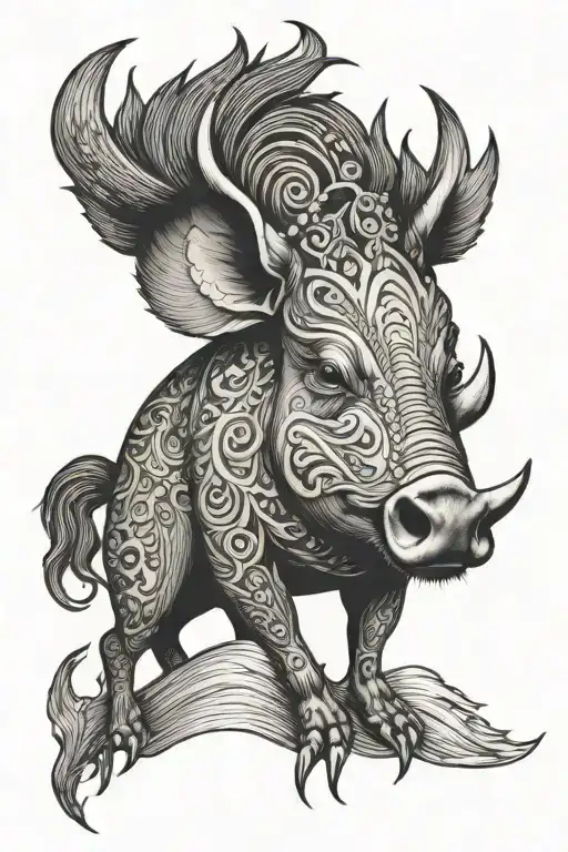 wild hog tattoo design idea