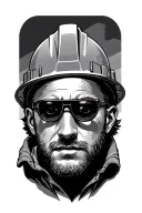 construction hard hat sitting tattoo design idea