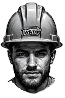 construction hard hat sitting tattoo design idea