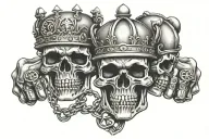 brass knuckles, skull, crown tattoo design idea