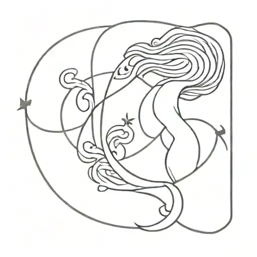 feminine  Aquarius Pisces symbol intertwined minimalist tattoo design idea