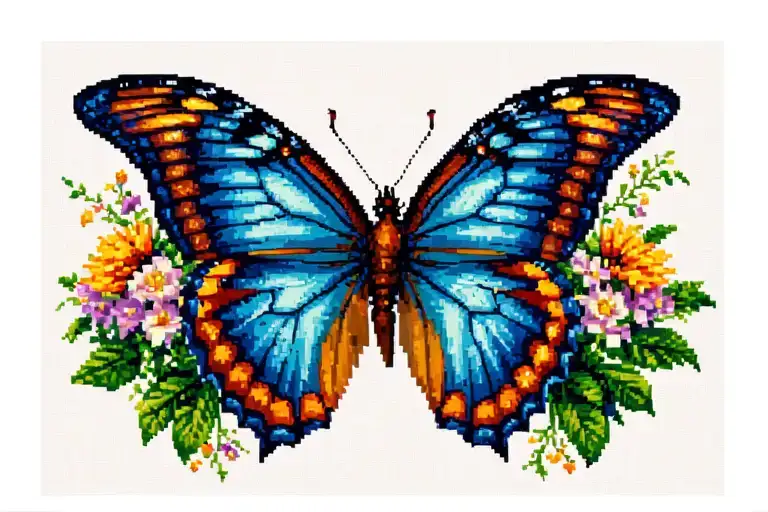 cross stitch butterfly tattoo design idea