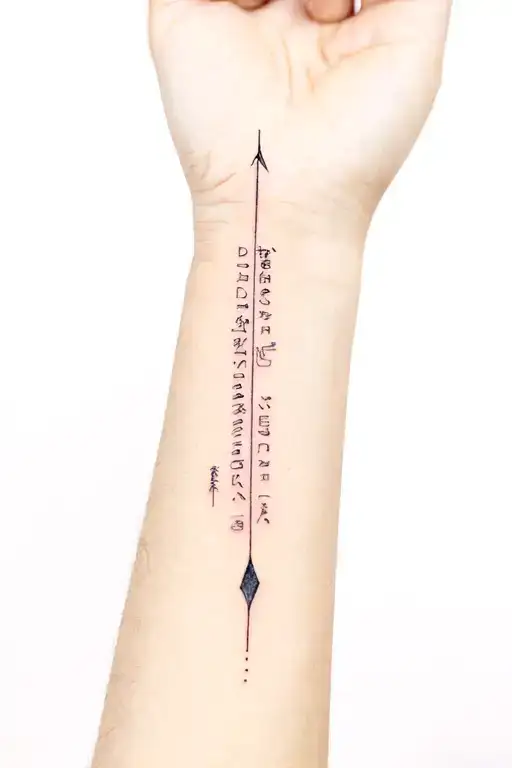forearm tattoo, on the Buddhist saying of, don't fire the second arrow. tattoo design idea