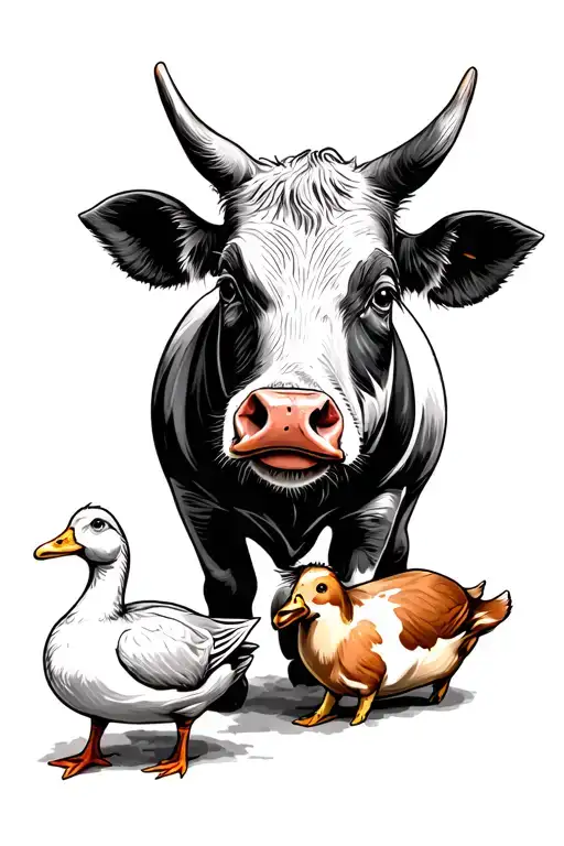 pig, duck and a cow  tattoo design idea