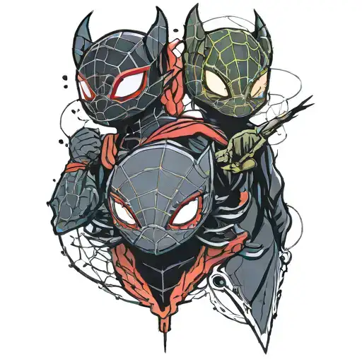 toothless and miles morales costume tattoo design idea