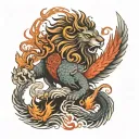 lion and phoenix combination tattoo design idea