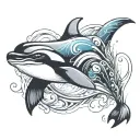 orca swimming tattoo design idea